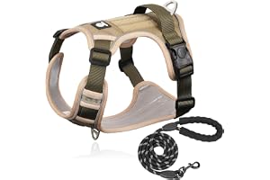 MESVIER Arnés para Perro Mediano Grande Pequeño con Correa 1.5m, Pechera para Perro Ajustable Reflectante Transpirable, Arneses para Perros Sin Tirones para Caminar Viajar Entrenar Perros Accesorios