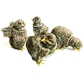 Basuo-9Q Lifelike Brown Baby Chick Figurines Easter Toys - 4 Realistic Faux Fur Chicken, Easter Basket Stuffers, Spring Decorations, Rustic Decor, Window Displays, Photo Props