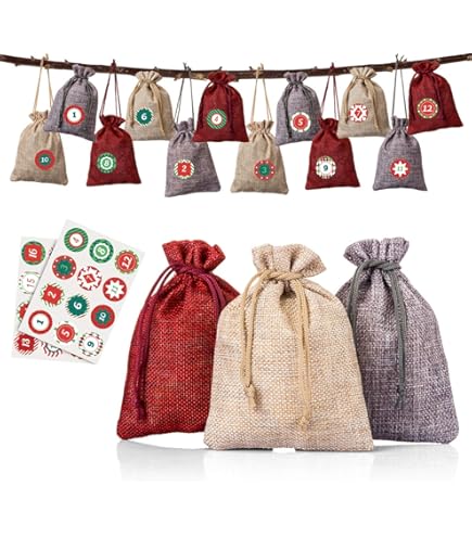 24 Bolsas De Tela Para Calendario De Adviento Para Rellenar, | Cuotas