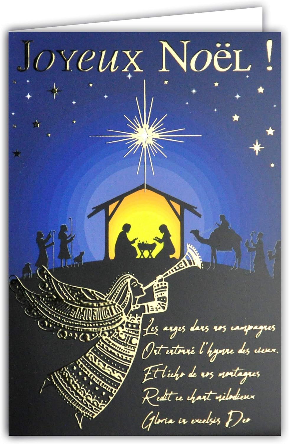 Cartes Postales Fournitures De Bureau Carte Joyeux Noel Chant Les Anges Dans Nos Campagnes 25 Decembre Creche Naissance Jesus Marie Joseph Bergers Etoile Chretien Catholique Religieux Religieuse Or Dorure Dore