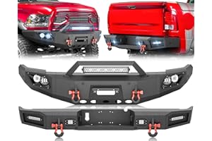 YZONA for Ram 2500 3500 Front & Rear Bumpers Compatible for 2010-2018 Dodge Ram 2500 3500 w/Winch Plate, LED Lights, License Plate Frame, License Plate Lights & D-rings, Paintable Armor, Sensor Holes