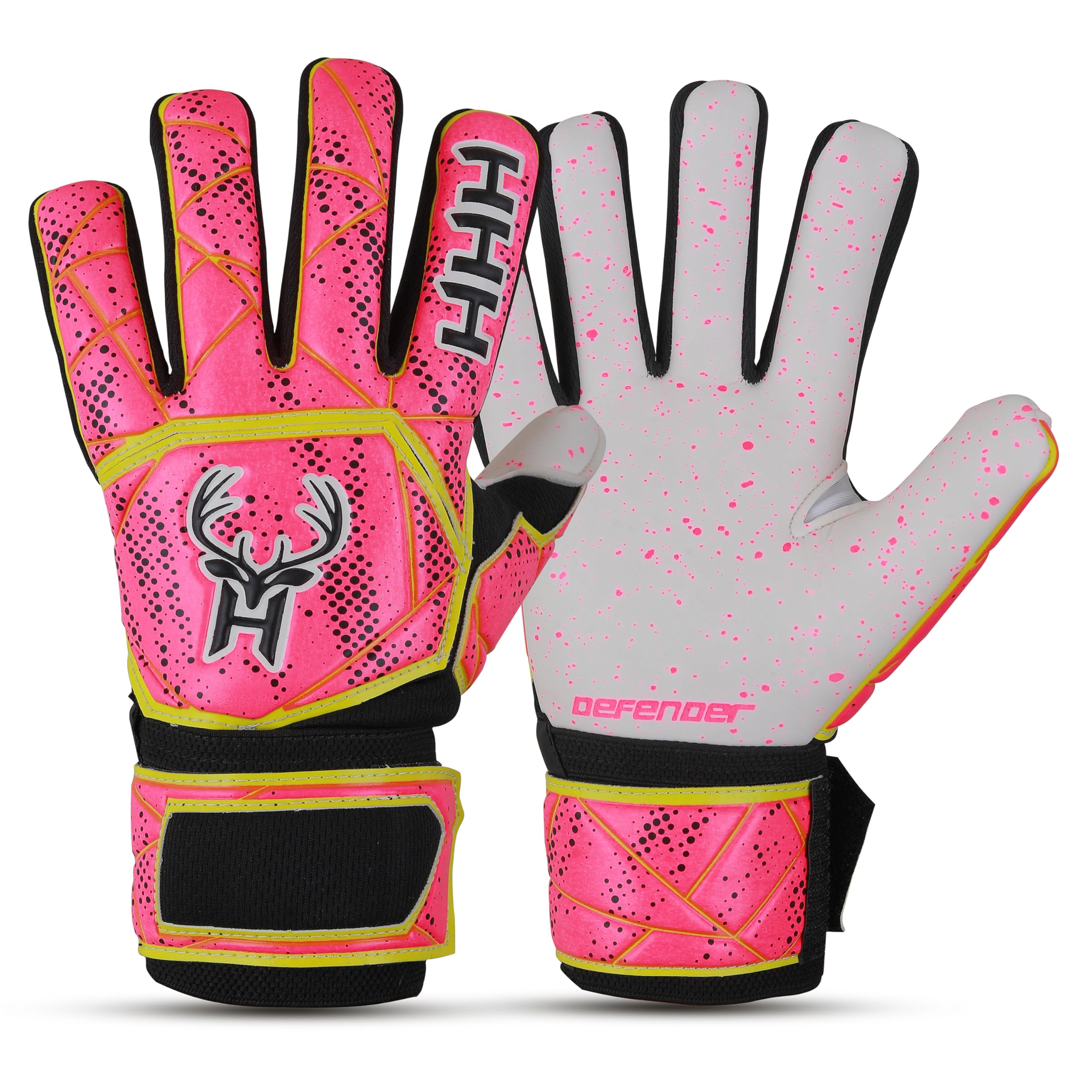 HHH Football Goalkeeper Gloves For Boys, Kids Youth Adult Soccer Goalie Gloves with 4mm Latex Finger Spine Protection Super Grip Palm Goalkeeping Gloves (Pink, Size 10)