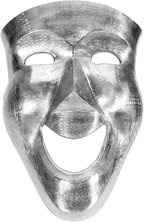 Wanddeko Maske 46cm Alu Silber Oder Gold Wandbild Wanddekoration Karnevalsmaske Farbe Silber Amazon De Kuche Haushalt