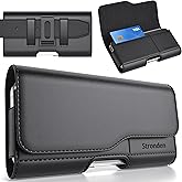 Stronden Magnetic Closure Holster for iPhone 17 Pro Max, 16 Pro Max - Leather Belt Case Pouch with Built in Card Holder (Fits Slim/Thin Case)