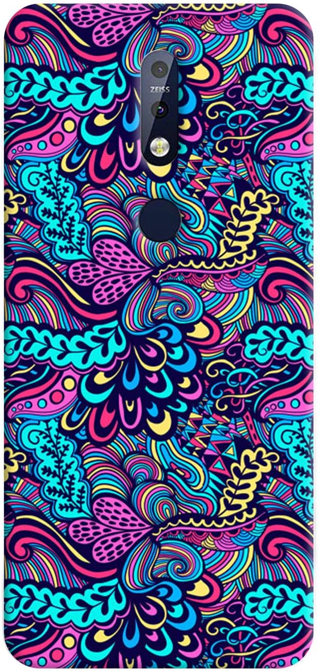 Humor Gang Super Trippy Neon Color Blue Printed Design TPU Slim Soft Transparent Clear Flexible Silicon Mobile Back Cover for Nokia 7.1"