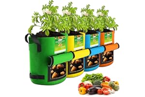 4Packs Colorful Potato Grow Bags, 10Gallon Heavy Duty Potato Bags for Growing Potatoes, Fabric Potato Planter, Non-Woven