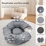 Odoland Cat Tunnel with Bed Linen Donut Foldable Large Pet Bed view 6