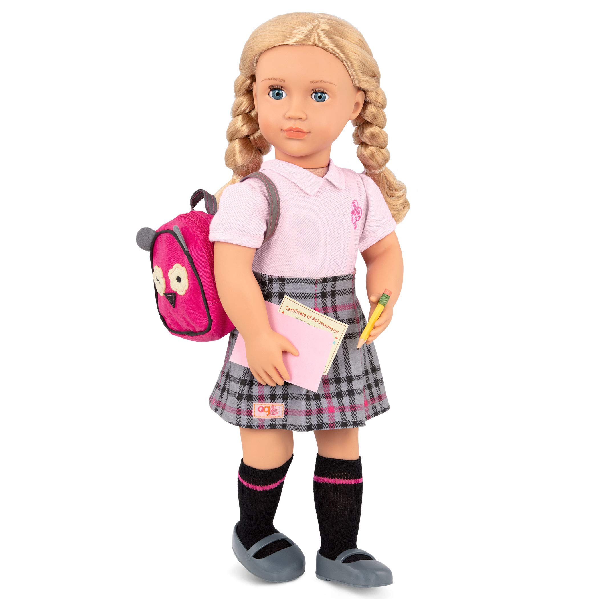 Our Generation - Hally - Posable 18-Inch Doll - Blonde Hair & Blue Eyes - School Bag & Classroom Accessories - Pretend Play - Toy for Kids 3 Years +