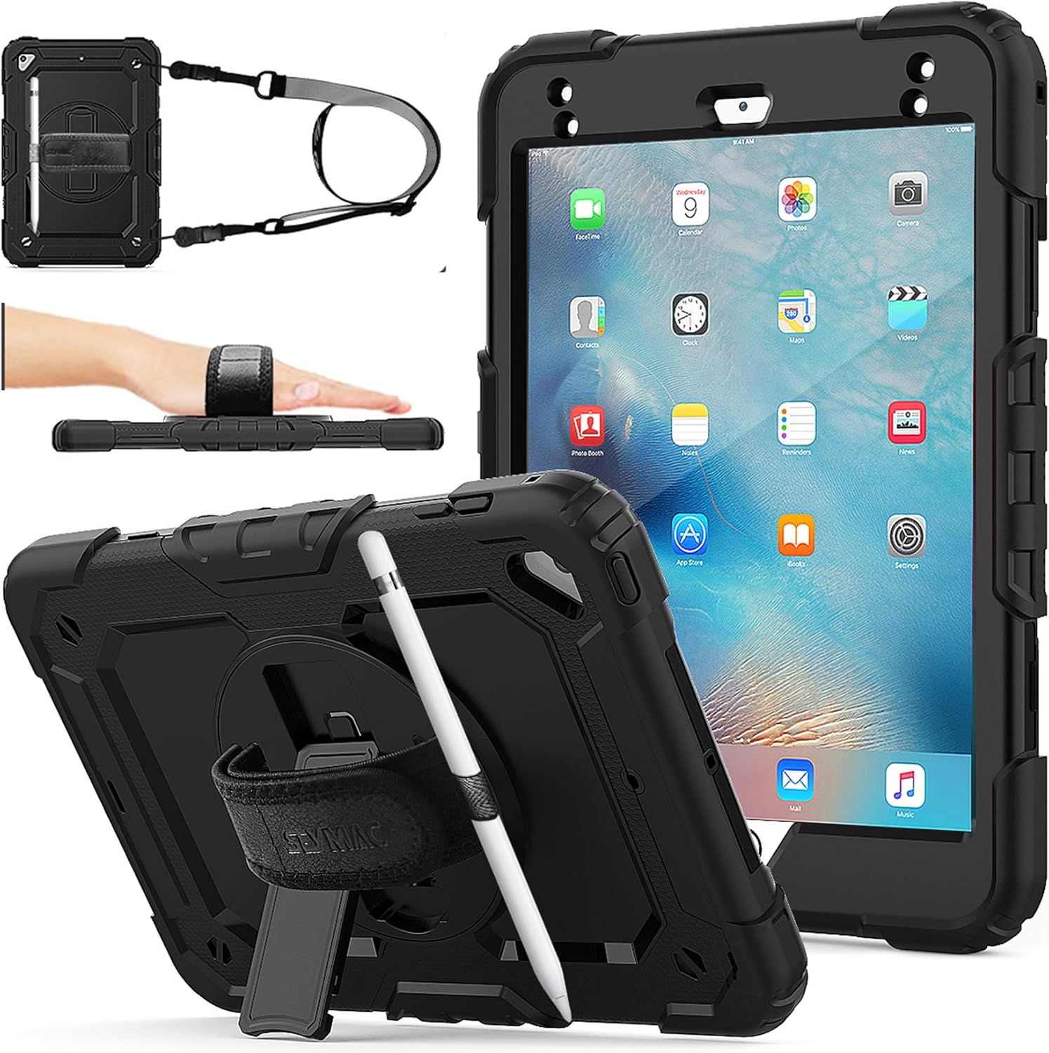 SEYMAC stock Coque pour iPad Mini 5 / Mini 4, étui de Protection Hybride à Trois Couches avec