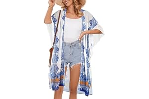 ROSEMIA Women's Kimono Beach Cover up for Summer Bathing Suits Cardigans Casual Loose Swimwear