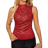 GRACE KARIN Sequin Tank Tops for Women, Sparkly Party Shirts Glitter, Sleeveless Cami Crop Vest, Shimmer Club Top