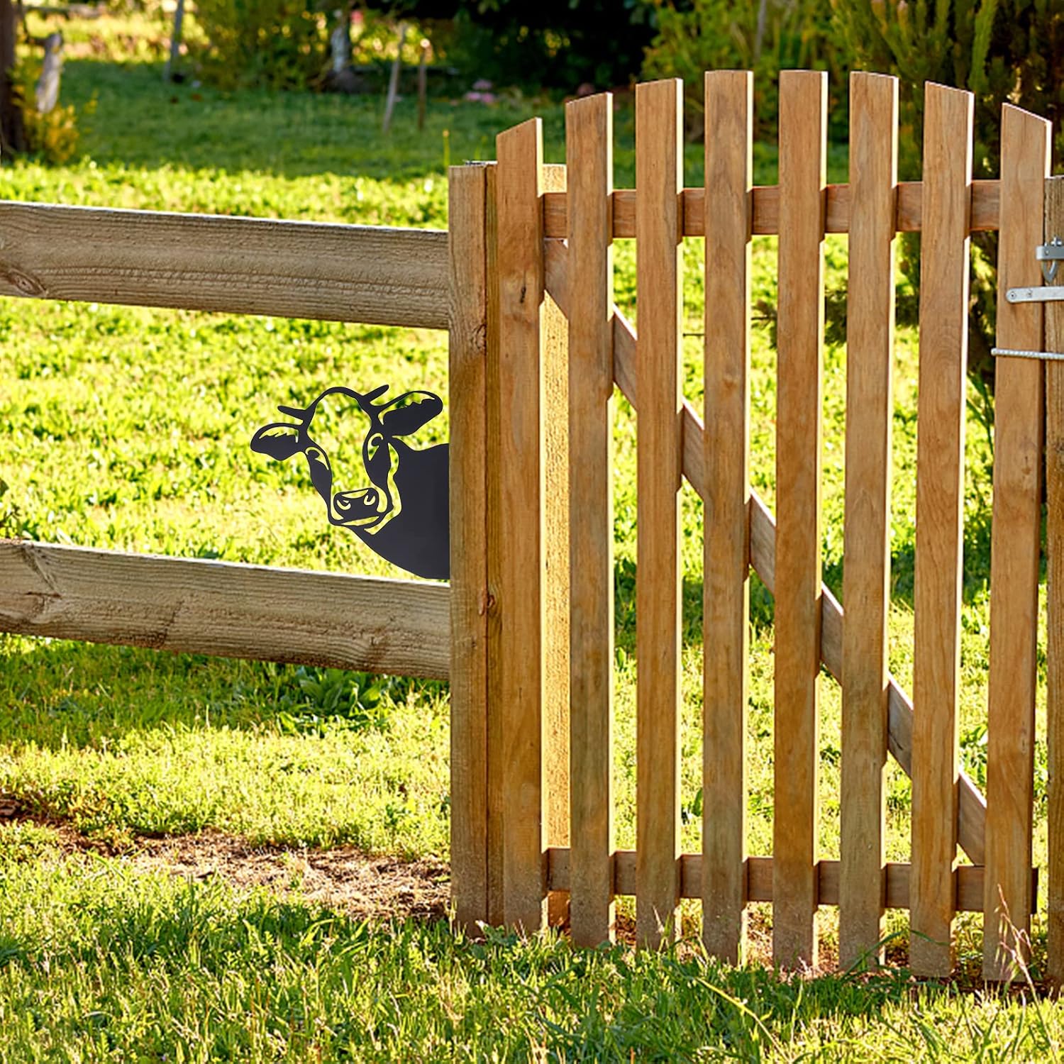 Plaques & Wall Art - SUPERDANT Cattle Metal Art Peeking Cattle Ornament Animal Yard Art Farm Watching Cattle Metal Wall Art Metal Yard Art Sign Metal Iron Farm Garden Decor