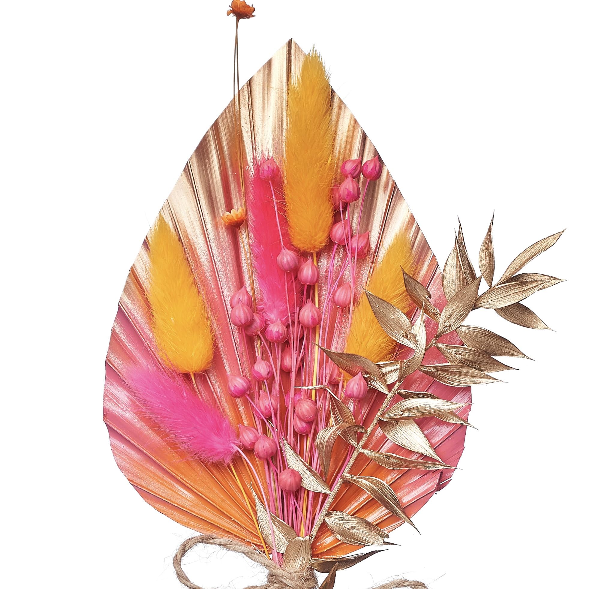 The Baked Studio - Dried Flowers For Cakes Decoration And Crafts With A Hot Pink, Orange & Gold Ombre Palm Spear (Hot Pink, Orange & Gold)