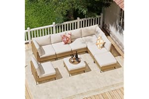SUNCOZE 8 Pieces Outdoor Patio Furniture Sets, Outdoor Sectional Furniture PE Rattan Wicker Sofa Set, All Weather Patio Conversation Set with Cushion and Ottoman for Deck, Lawn and Pool