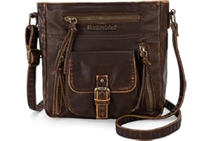 Montana West Crossbody Bag for Women Soft Washed Leather Multi Pocket Shoulder Purses