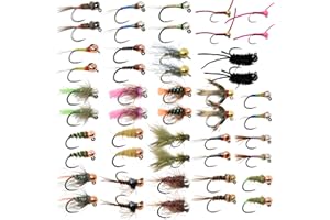 THE FLY CRATE ADVENTURE BY THE FLY The Fly Crate 48 Barbless Euro Czech Nymphing Trout Fly Fishing Flies - European Nymph Fly Assortment with Tungsten Beads - Jigs, Perdigons, Leeches, and Barbless Nymphs