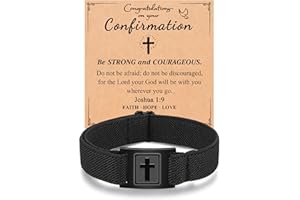 PINKDODO Christian Religious Cross Bracelet Confirmation Gifts for Teen Boys