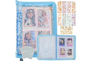 LORA ROSSIE Kpop Photocard Binder with 6 Stickers Sheet & 50 Shinning Protective Sleeves Kpop Photocard Holder Book with Kpop Photocard, A5 Binder Photocard Album 30 Inner Pages with 240 Pockets (Skyblue)