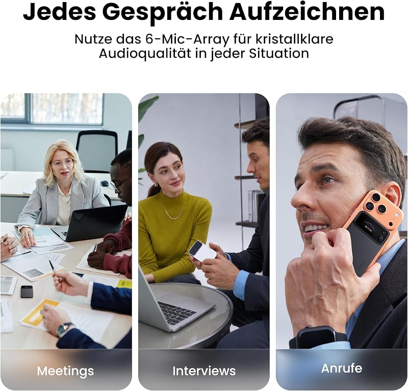 Action Pro KI Diktiergerät, Aufnahmegerät für Notizen, Zusammenfassung — Foto 4 von 8