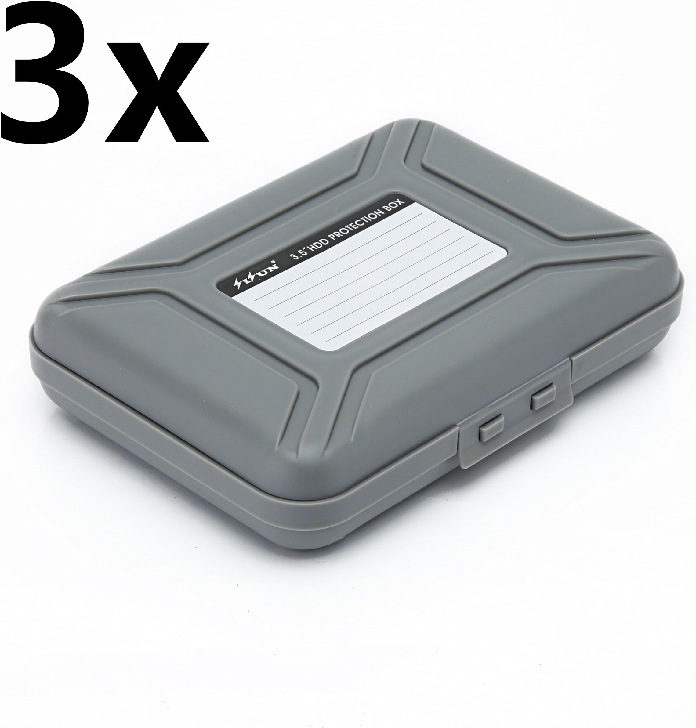 [3-Pack] SISUN 3.5 inch Anti-Static HDD Protector Case, 3.5" Hard Drive protection Case - HDD Storage Box (3xGrey)