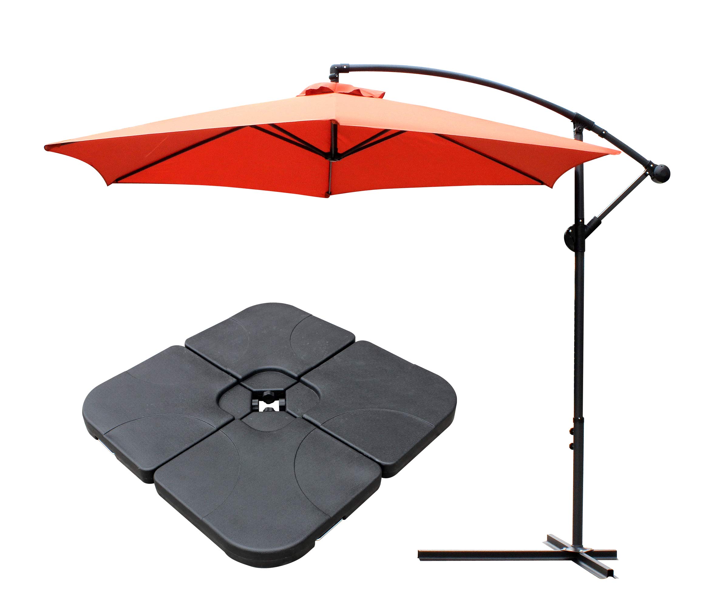 All Seasons Gazebos Ross James premium garden parasol umbrella with crank handle including base weight (Red)