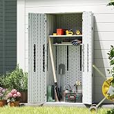 EHHLY Heavy Duty Tall Storage Cabinet Outdoor Weatherproof, 28 Cuft Garage Storage Cabinet with 4 Adjustable Shelves, Lockable Kitchen Pantry Closer Organizer, 31Wx23Lx66H, Polar White