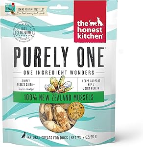 The Honest Kitchen Nice Mussels - Natural Human Grade Freeze Dried Blue & Green Mussels Dog Treats, 2 oz