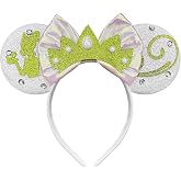 Trnerm Princess Mouse Ears Headband Cute Sequin White Bows | Princess Cosplay Costume for Women