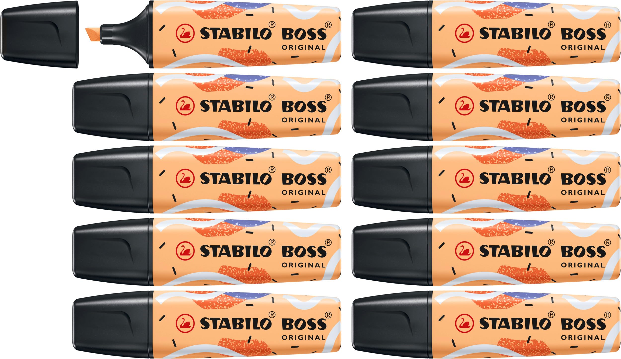 STABILO BOSS ORIGINAL by Ju Schnee - Highlighter - Pack of 10 - Pale Orange