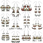 Valentines Book Earrings 12 Pairs, Book Lovers & Readers Valentines Gifts with Cat, Bookshelf, Acrylic Dangle Earrings for Librarian, Student, Women Gift, Teacher Appreciation Day Gifts