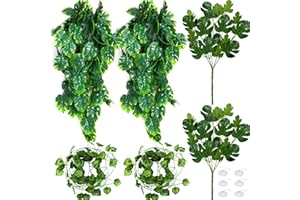 PIETYPET Lingtoolator rarium Reptile Plants, Reptile Hanging Monstera Plant Vines Artificial Leaves Reptile Hide, Leopard Gecko Tank Accessories, Terrarium Decorations for Bearded Dragon Lizard Snake Geckos