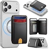 Usroom for Magsafe Wallet Magnetic RFID Blocking Card Holders, PU Leather Strong Magnet Phone Wallet Compatible with Magsafe Phones and Cases for iPhone 17/16/15/14/13/12/ Pro/Max/Plus, Black