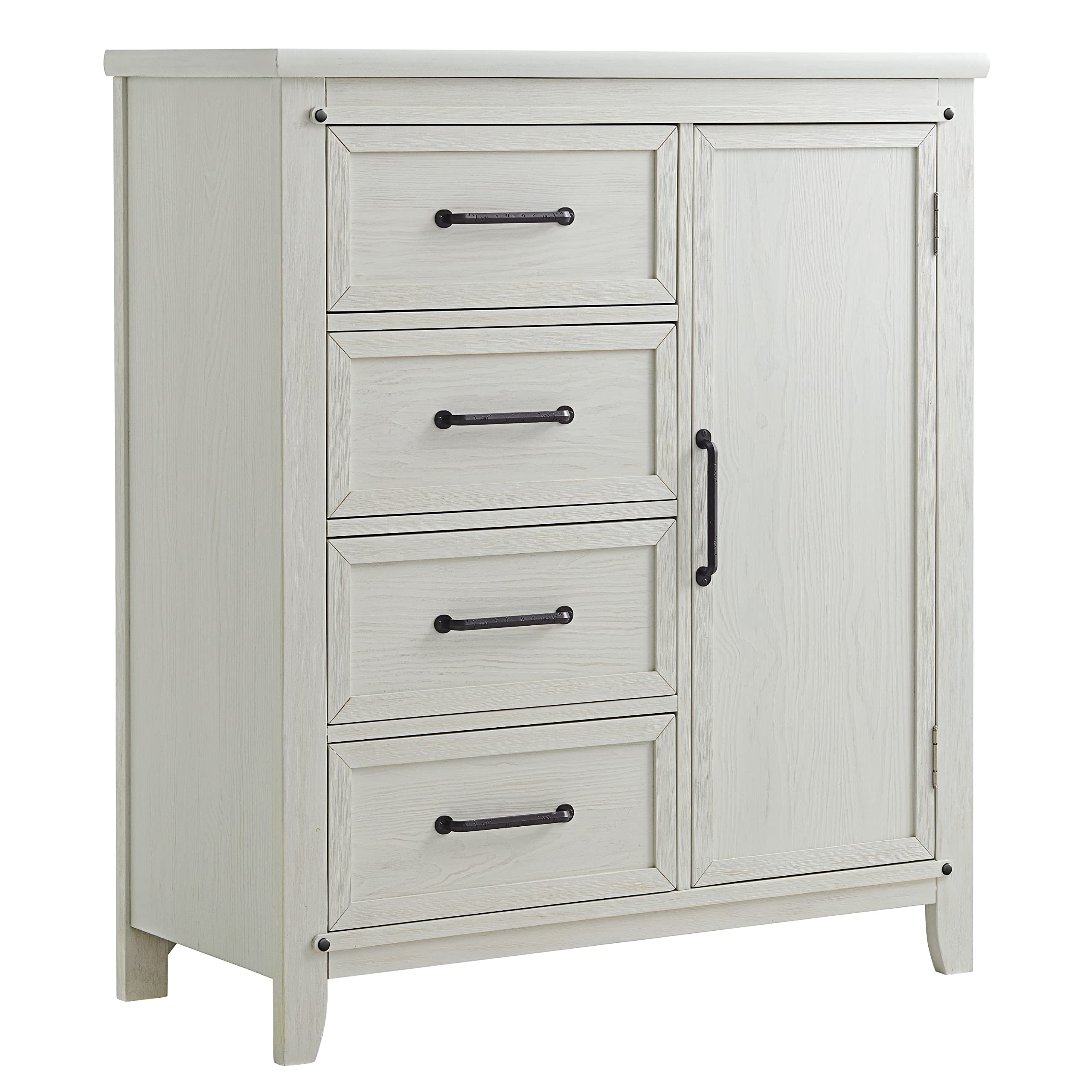 Photo 1 of (Top left corner broke) Soho Baby Ellison Premium 4-Drawer Chifferobe with Adjustable Shelves, Rustic White