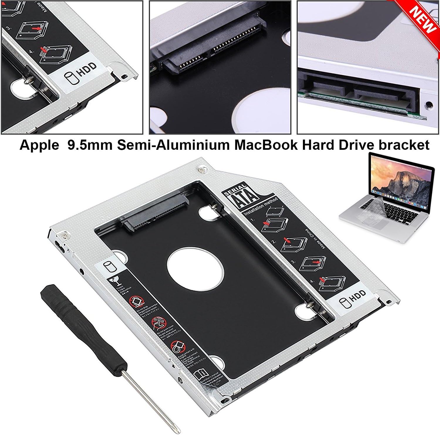 9.5mm SATA HDD SSD Hard Drive Caddy Tray Bay For Apple Macbook Pro iMac Mac Mini By MyCamBay