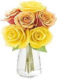 KaBloom Flowers - Easter Collection - Endless Fall Orange and Yellow Roses(Half Dozon) with Vase .Gift for Birthday, Get Well, Thank You, Valentine, Mother’s Day Fresh Flowers