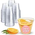 250 Clear Plastic Cups - 9 oz Clear PET Disposable Party Water & Plastic Wine Cups - Disposable Wine Glasses