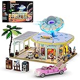 LUMIBRICKS Interstellar-Diner Lighting-Building-Bricks City Set - 2188 Pcs Road Trip Drive-in Restaurant Modular Collection L