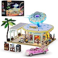 LUMIBRICKS Interstellar-Diner Lighting-Building-Bricks City Set - 2188 Pcs Road Trip Drive-in Restaurant Modular Collection L