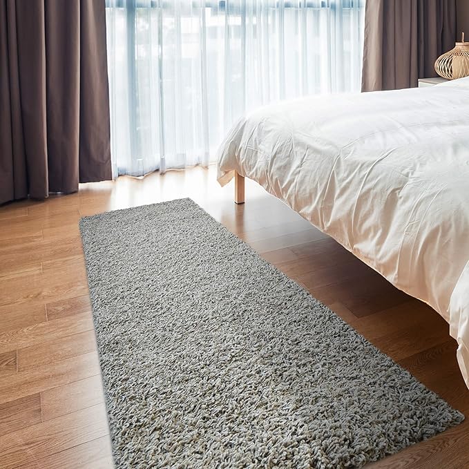 iCustomRug Cozy and Soft Solid Shag Rug 2X8 Grey Runner Rug Ideal to Enhance Your