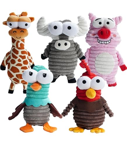 Fry Guy Hundespielzeug-Set – 4 Plüsch-Charaktere Mit Halter, Quietscht & Knistert