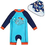 upandfast Baby/Toddler One Piece Zip Sunsuit with Sun Hat UPF 50+ Sun Protection Baby Swimsuit