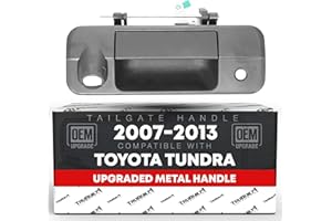 T1A Tailgate Handle Assembly Replacement, Upgraded Metal - Compatible with 2007-2013 Toyota Tundra - Exterior Tailgate Latch, Textured Black - OEM 69090-0C050, 81214, TO1915119