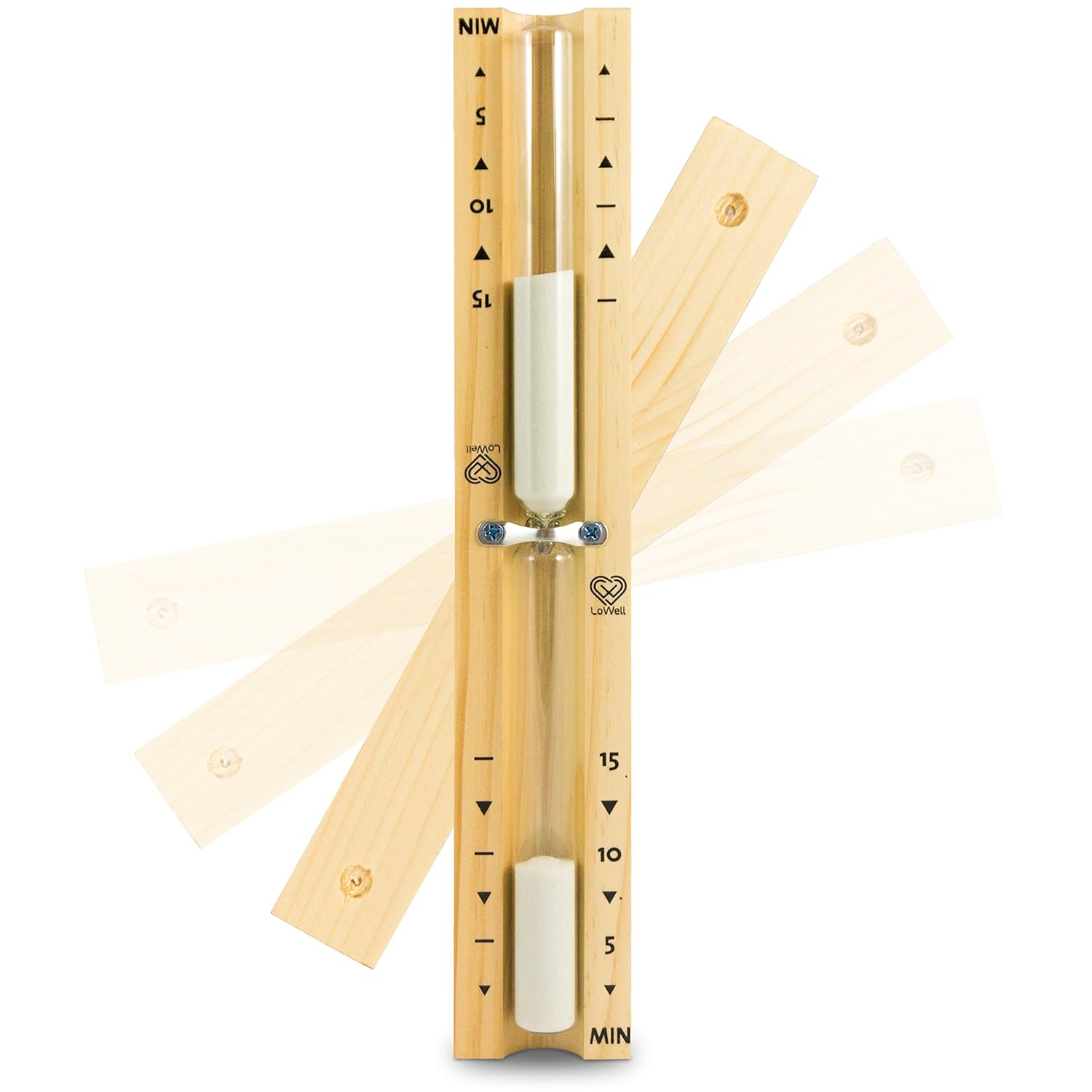 Lowell Saunauhr Sauna Sanduhr aus natürlichem Kiefernholz weißer