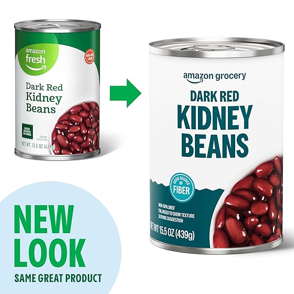 AMAZON GROCERY, CANNED DARK RED KIDNEY BEANS, 15.5 OZ