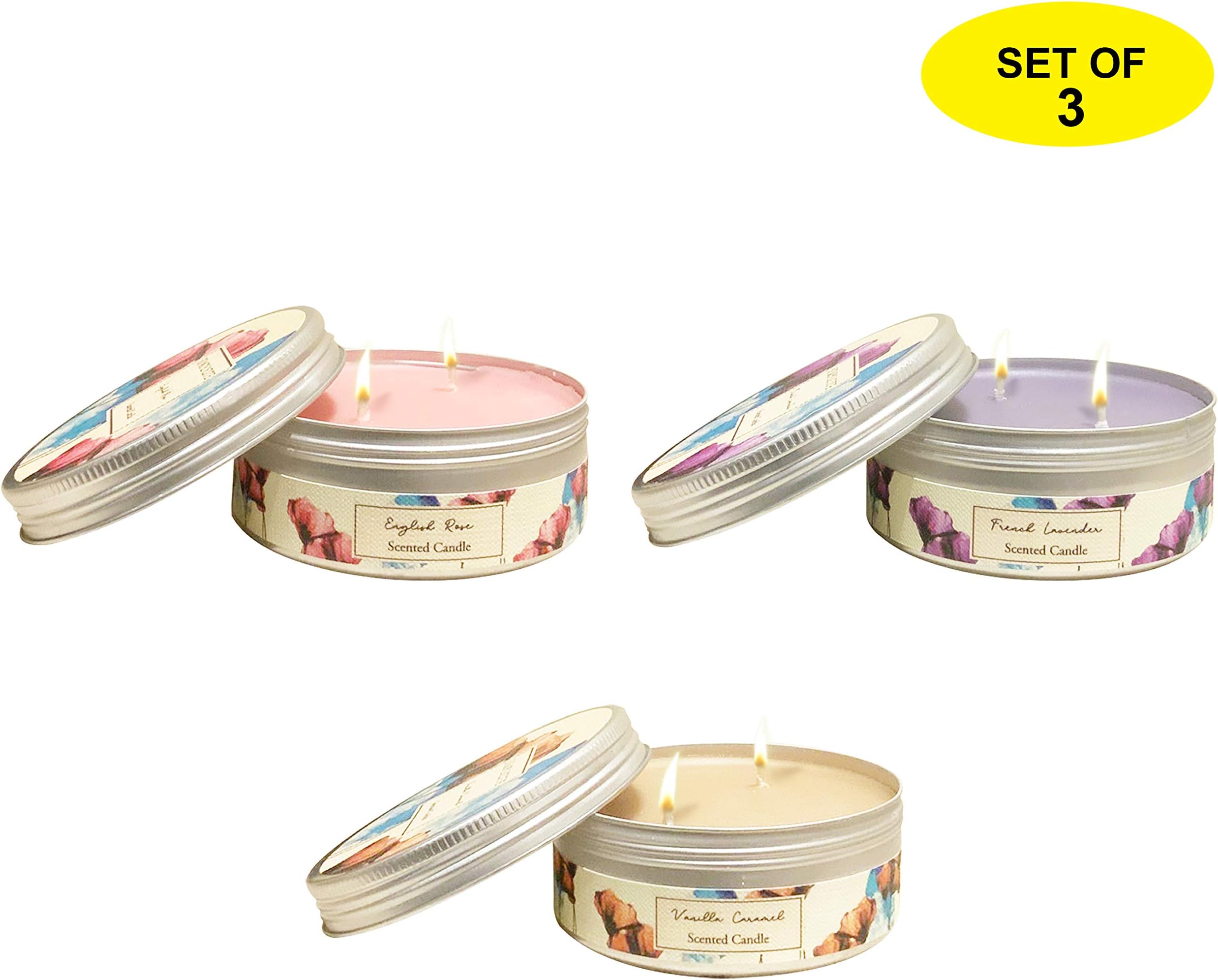 LightHaus Candles Wax Tea Light, Pack of 3, Vanilla;Jasmine Tea;Rose