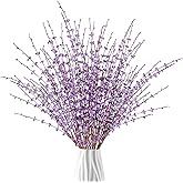 Sggvecsy 10 Pcs 29.5’’ Long Artificial Jasmine Flowers Tall Fake Flower Bouquet Faux Jasmine Plants Dry Branches for Wedding Home Party Office Hotel Restaurant Kitchen Decoration（Light Purple）