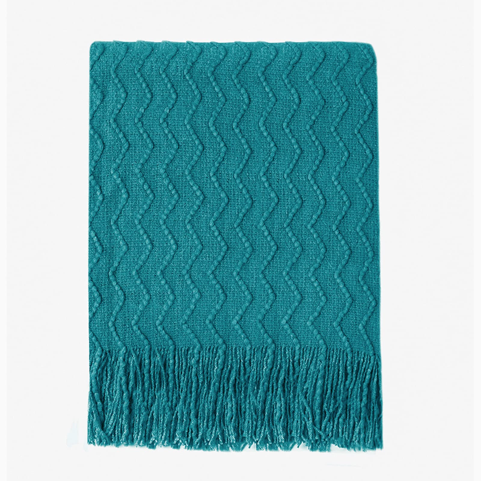 BOURINA Textured Solid Soft Sofa Throw Couch Cover Knitted Decorative Blanket, Teal, 152x203cm