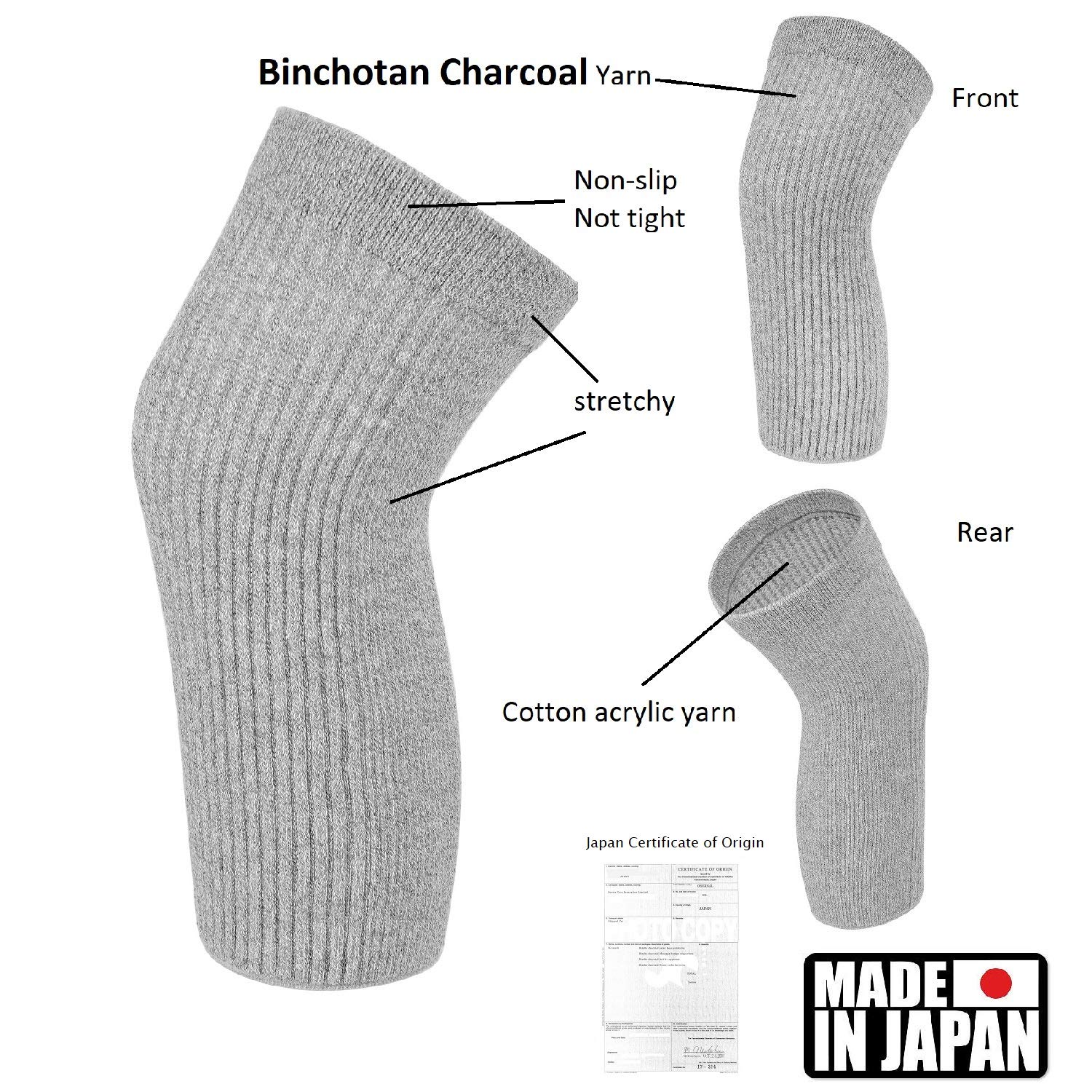 SENIOR ICARE Elastic Cotton Knee Warmers, Knee Sleeves for Men and Women - Circulation Support and Joint Pain Relief, Arthritis Aid, One Pair, Made in Japan