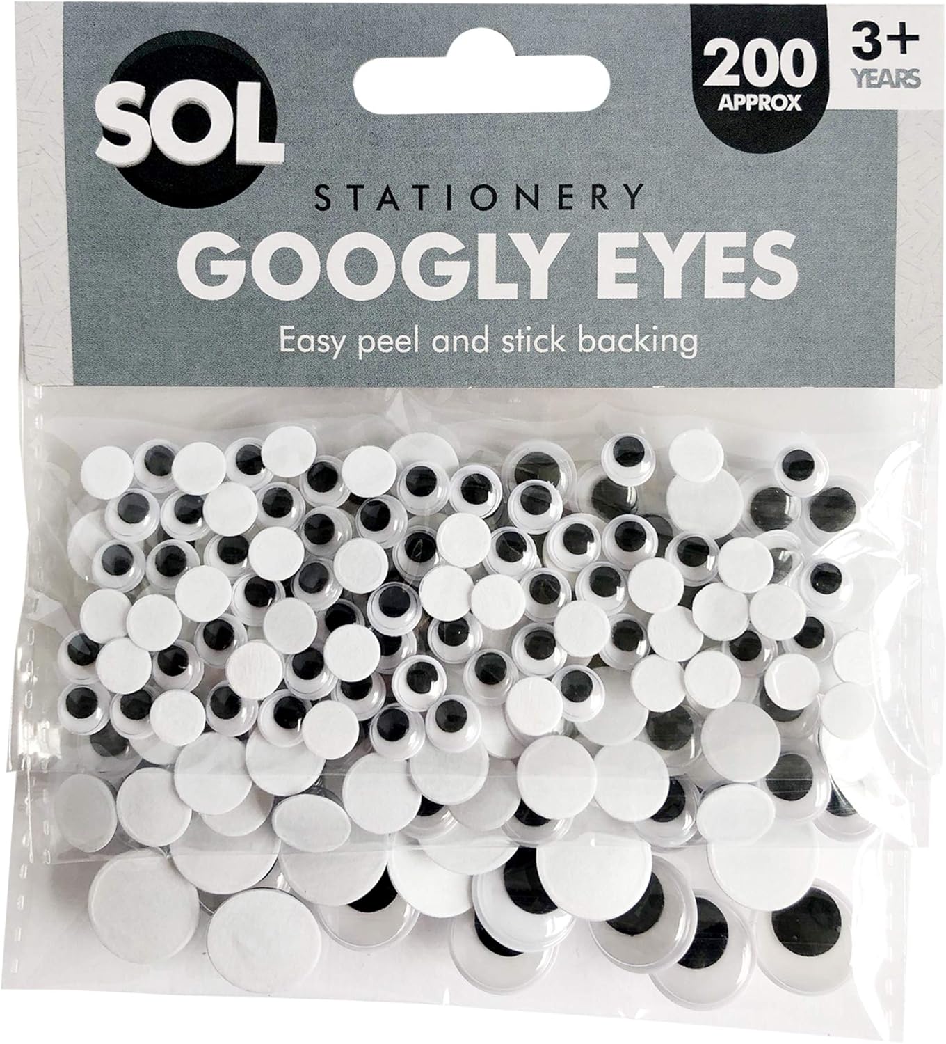 SOL 600pk Googly Eyes Self Adhesive, Small & Medium Eye Stickers, Assorted Sizes for Crafts DIY Projects, Sensory Toys - Image 3