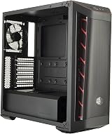 Cooler Master MasterBox MB511 ATX PC Case Red Accent Mesh Front Transparent Side view 2